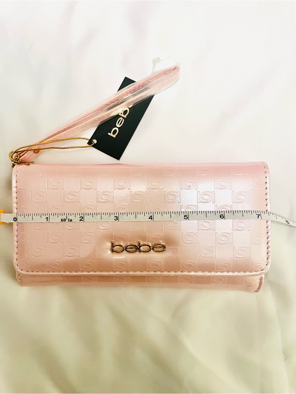 Bebe Blush Pink Patent Embossed Wristlet Wallet - NWT - Picture 10 of 12